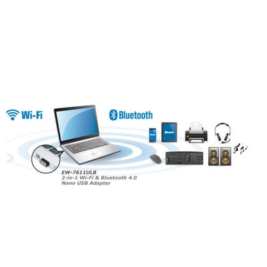 Беспроводной адаптер WiFi + Bluetooth 4.0 Edimax EW-7611ULB N150 nano