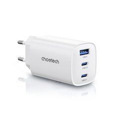 Мережевий зарядний пристрій Choetech PD9006 GaN PD65W, 3порти, 2*USB-C+A