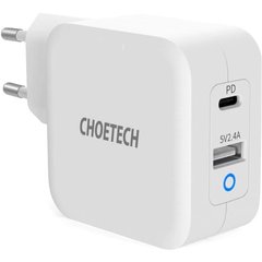 Мережевий зарядний пристрій Choetech PD8002 GaN USB Type-C, Type-A 65W, PD, QC