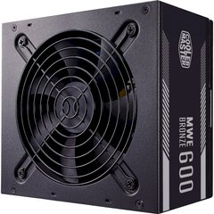 600W Блок живлення Cooler Master MWE 600 Bronze V2,600W,12cm fan,a/PFC,24+8,4xPeripheral,6xSATA,2xPCIe MPE-6001-ACAAB-EU