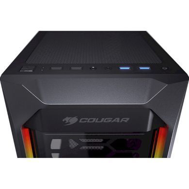 ATX без БЖ Корпус геймерський Cougar MX410 2*3.5"+3*2.5", Dual RGB Strips, 1*120 mm Fan Pre-installed, ATX/mATX/mini-ITX, окно MX410