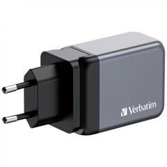 Мережевий зарядний пристрій Verbatim GaN 65 Вт,3 порта (2xUSB-C-65 Вт /USB-A -3.0) 32201