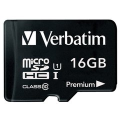 MicroSDHC 16GB Карта памяти Verbatim (класc 10) c адаптером 44082