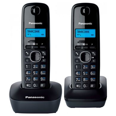 Радиотелефон DECT Panasonic KX-TG1612UAH Black Grey (База и 2 трубки)KX-TG1612UAH