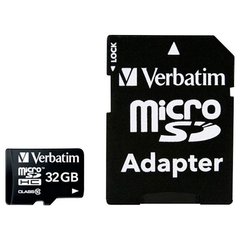 MicroSDHC 32GB Карта памяти Verbatim (класc 10) c адаптером 44083