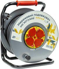 Подовжувач на котушці PowerPlant 50 м, 3x2.5мм2, 16A, 4 розетки, 100% медь (JY-20022/50) EX610549