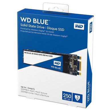 250GB WD Твердотельный накопитель SSD M.2 Blue 250GB 2280 SATA TLC WDS250G2B0B