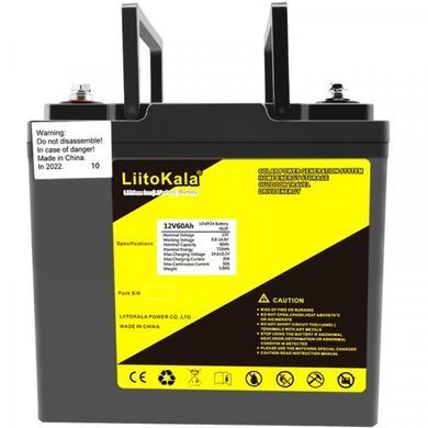 12V 60Ah Акумулятор для ДБЖ/інвертора LiitoKala LiFePO4 12V 60Ah LCD