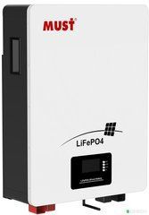 51.2V 100Ah Зовнішня батарея для ДБЖ/інвертора MUST LiFePO4 5.12kWh LP16-48100