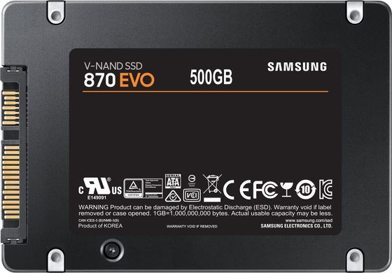 500GB Samsung Твердотельный накопитель SSD 2.5" 870 EVO 500GB SATA 3bit MLC MZ-77E500B