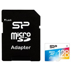 MicroSDXC 128GB Карта памяти Silicon Power Elite Color C10 UHS-I + SDadapter SP128GBSTXBU1V21SP