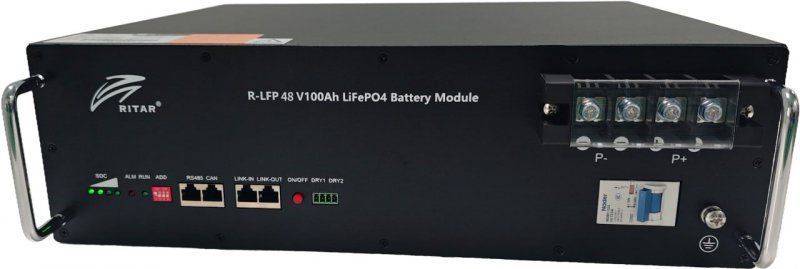 48V 100Ah Зовнішня батарея для ДБЖ/інвертора Ritar 19" літієва LiFePo4 R-LFP48V100Ah