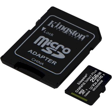 MicroSDXC 256GB Карта памяти Kingston C10 UHS-I Select 100R + adapter SDCS2/256GB