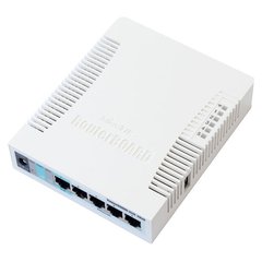 Mikrotik RB951G-2HnD Беспроводной маршрутизатор 5xGLAN, PoE in, 2,4 Ghz, 802.11b/g/n, 2*2 MIMO, 2,5dBi, 300Mbps, CPU 600Mhz, 128MB RAM, USB port, Router OS L4