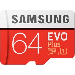 microSDXC 64GB Карта памяти Samsung C10 UHS-I U3 R100/W90MB/s Evo Plus + SD адаптер MB-MC64HA/RU