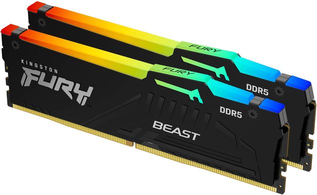DDR5 5600 32GB KIT (16GBx2) Пам'ять ПК Kingston FURY Beast RGB KF556C40BBAK2-32