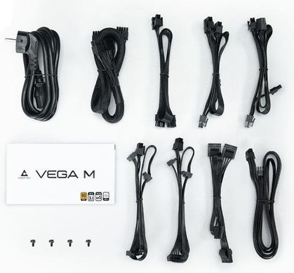 750W Блок живлення CHIEFTEC Vega M 90%, 80+ Gold, 135мм FDB, 1xMB 24pin(20+4), 2xCPU 8pin(4+4), 3xMolex, 6xSATA, 4xPCIe 8pin(6+2), 1xPCIe GEN5 16pin, Fully PPG-750-C