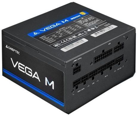 750W Блок живлення CHIEFTEC Vega M 90%, 80+ Gold, 135мм FDB, 1xMB 24pin(20+4), 2xCPU 8pin(4+4), 3xMolex, 6xSATA, 4xPCIe 8pin(6+2), 1xPCIe GEN5 16pin, Fully PPG-750-C