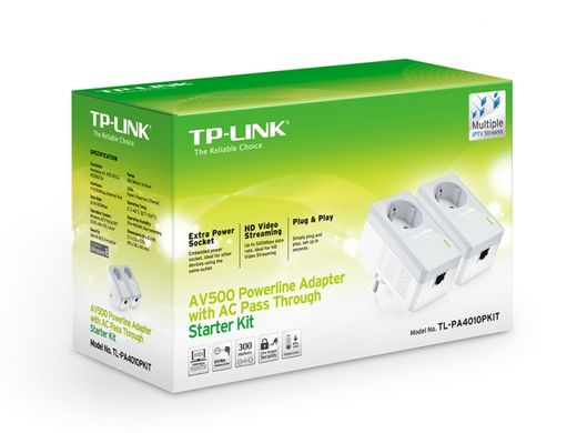 Адаптер Powerline TP-LINK TL-PA4010PKIT 2PK AV600 1xFE розетка TL-PA4010PKIT