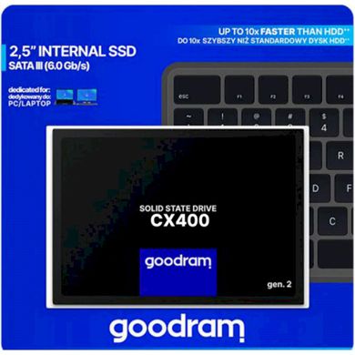 1TB Goodram Твердотільний накопичувач SSD 2.5" CX400 SATA 3.0 TLC SSDPR-CX400-01T
