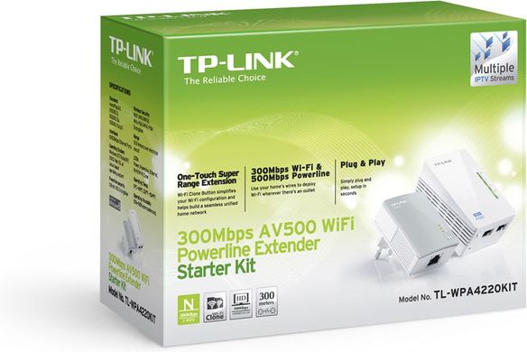 Комплект адаптерiв TP-LINK TL-WPA4220KIT (TL-WPA4220 1шт, TL-PA4010 1шт) TL-WPA4220KIT