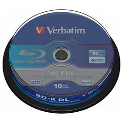 BD-R Диск Verbatim DUAL LAYER 50GB 6X WHITE BLUE SURFACE HARD COAT (Шпиндель-10шт) 43746