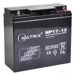12V 17Ah Аккумулятор универсальный MATRIX NP17-12 Тип: AGM Габариты:181*76*167mm Вес:5,2кг