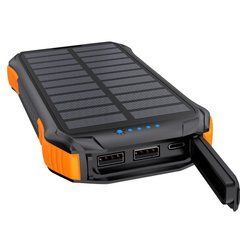 Зовнішній акумулятор (павербанк) Choetech B658 10000mAh 10W сонячна панель, LED лампа,Black (B658-OR)