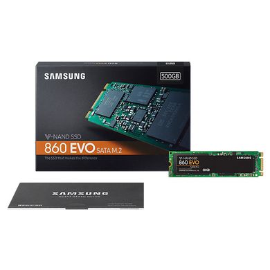500GB Samsung Твердотельный накопитель SSD M.2 (2280) 860 EVO SATAIII V-NAND TLC read 550 MB/s write 520 MB/s MZ-N6E500BW