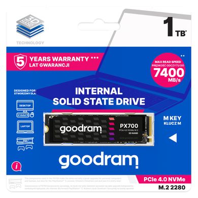 1TB Твердотільний накопичувач SSD Goodram PX700 M.2 NVMe PCIe 4.0 2280 SSDPR-PX700-01T-80