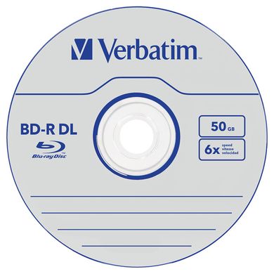 BD-R Диск Verbatim DUAL LAYER 50GB 6X WHITE BLUE SURFACE HARD COAT (Шпиндель-10шт) 43746